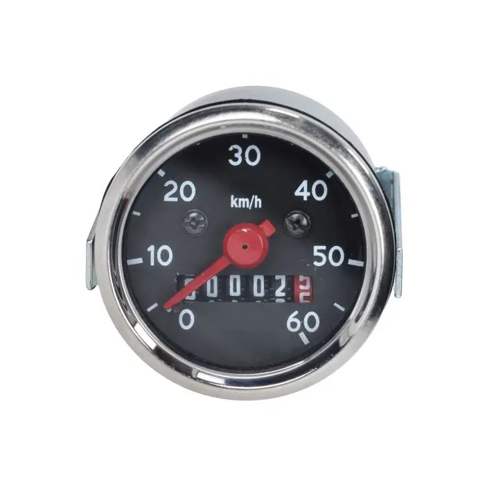 Compteur kilométrique 60km/pu noir/chrome 48mm noir/chrome camino, kreidler, puch, simson, zundapp