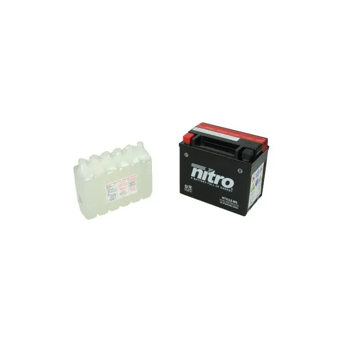 Batterie 12V 10 ah NTX12-BS Nitro MF sans entretien avec pack acide (lg150xl87xh130mm) (equivalent YTX12-BS)