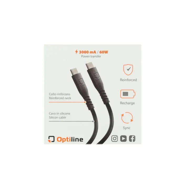 Kabel pengisian Optiline silikon USB Type-C 150 cm hitam 91791 — tampak ke-2