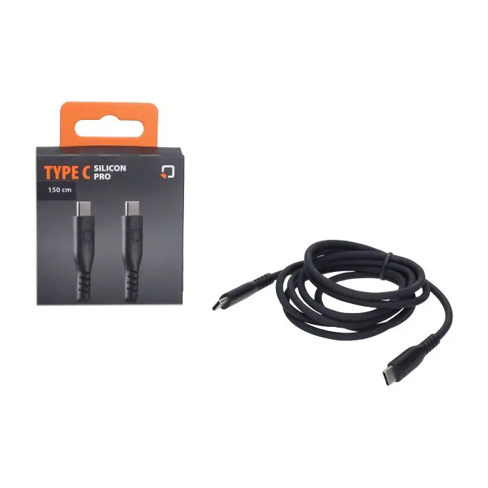 Kabel pengisian Optiline silikon USB Type-C 150 cm hitam 91791 — tampak ke-3