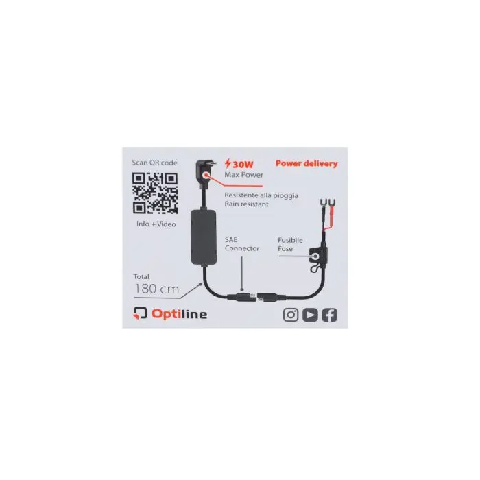 Optiline 배터리 충전 케이블 USB-C 커넥터 180 cm 91815