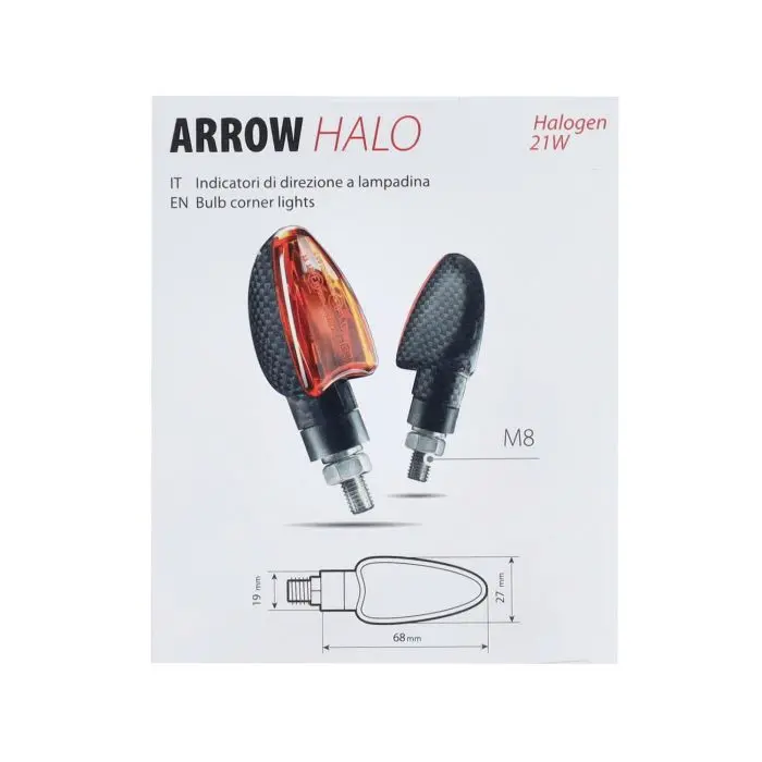 Směrové světlo Lampa Elektronická schválení 12v šipka halo karbon 90093 — pohled 2