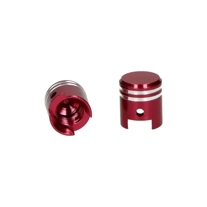 Bouchons de valves DMP modèle piston alu rouge 2 pcs