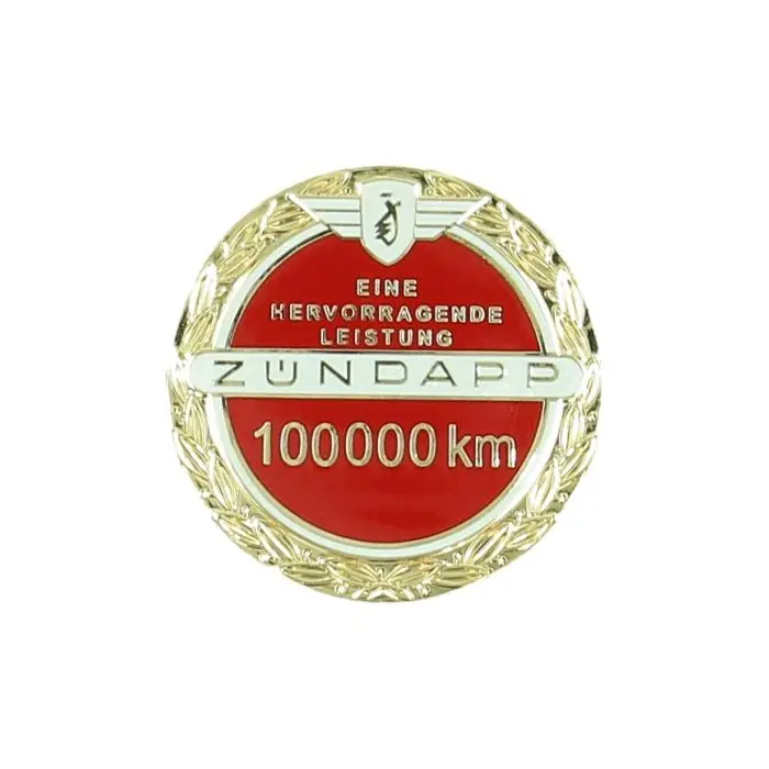 Emblème réservoir d'essence anniversaire 100 000 km Jubilé avec épingle rouge Zündapp