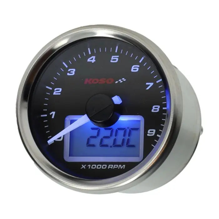 Koso Drehzahlmesser + Temperaturanzeige 12V digital GP-Style 55mm