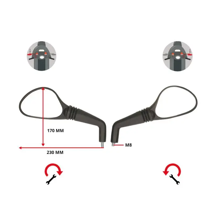 Paar Rückspiegel DMP schwarz Aerox 2T MBK Nitro