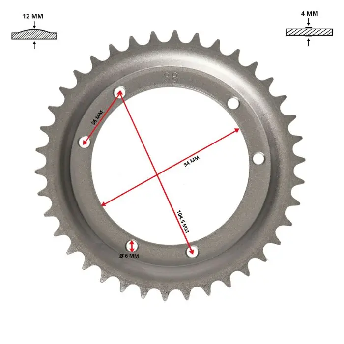 Couronne DMP 38 dents Puch Maxi
