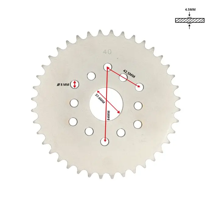 Couronne DMP modèle plat 40t maxi 2-speed Puch