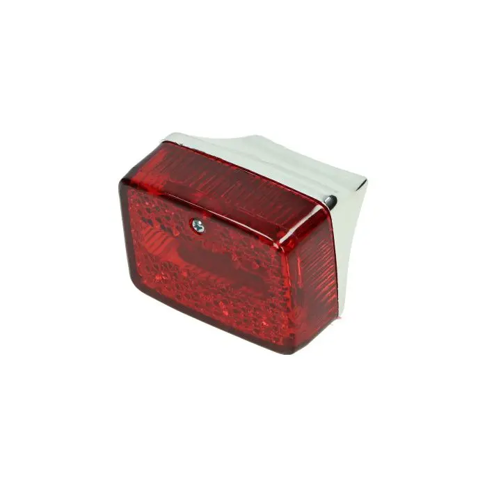 DMP Small Model ULO Red Glass Chrome Rear Light for Camino Puch Maxi