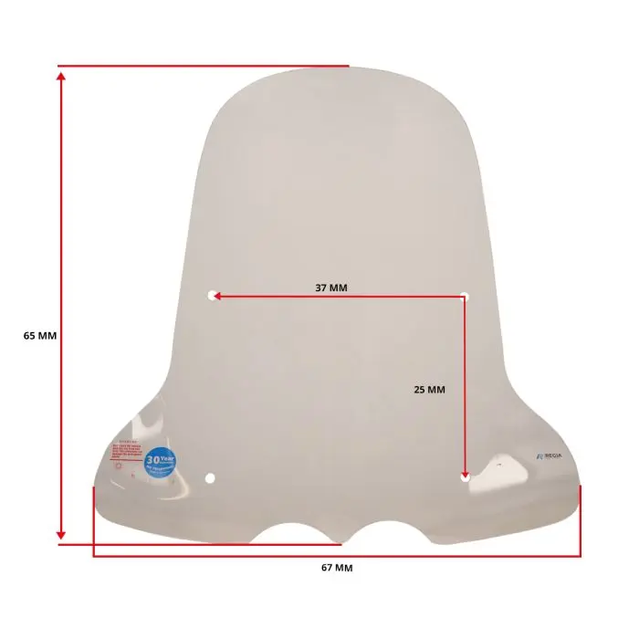 حاجب ريح Regia مع طقم تركيب Kymco Agility 65 سم شفاف