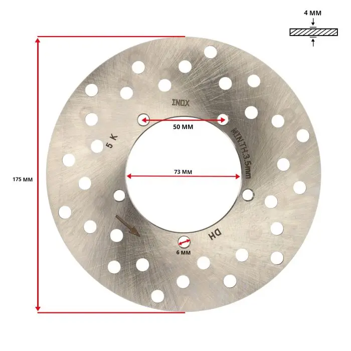 Disque de frein DMP 175 mm acier inoxydable