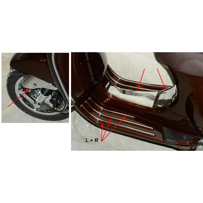 Sett dekorative lister DMP med eksklusive kromplugger 9 deler Vespa LXV / LX / S