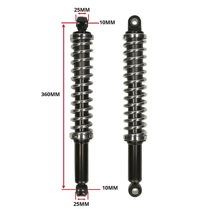 اصل ماڈل 360mm کریڈلر سیاہ/کروم شاک ایبزوربر سیٹ — 5 ویو