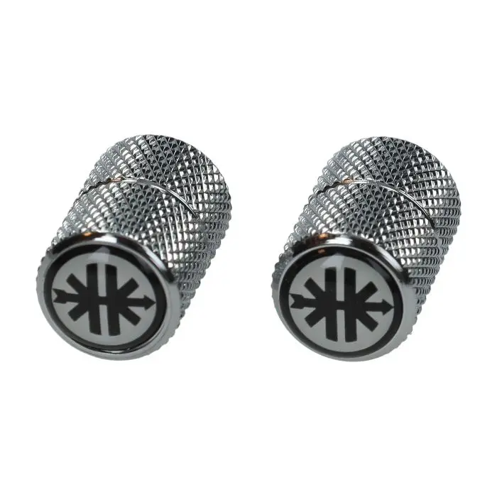 Ventilkappen chrom Logo schwarz-weiß Kreidler