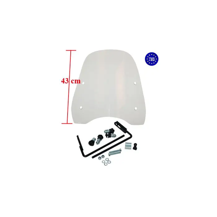 Para-brisas Regia 43 cm transparente com kit de montagem elevado