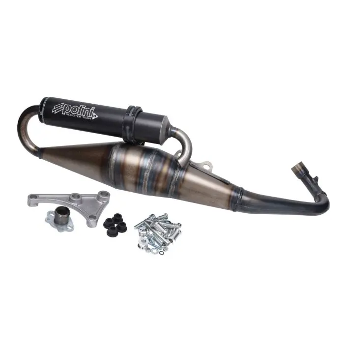 Silencieux Polini équipé 4 clair/noir Scooter Piaggio 2T 200.0407