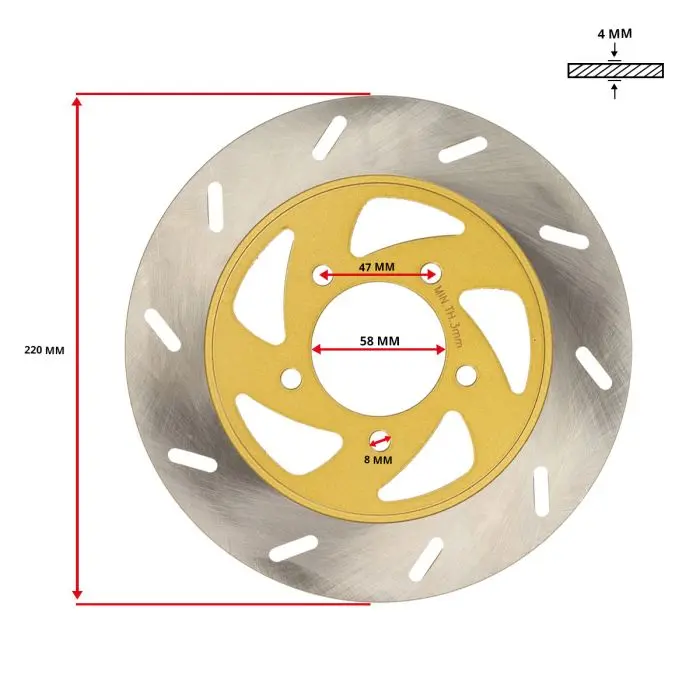 Disque de frein DMP pour 220 mm acier inoxydable Skipper 125cc, nrg extreme, nrg mc3, Runner, sportcity one, stalker