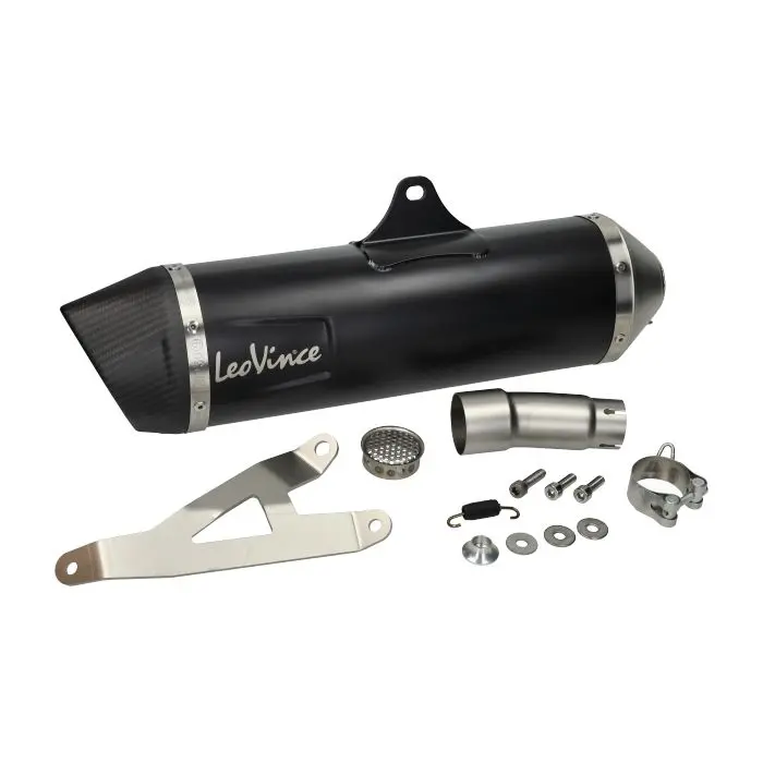 Auspuff Leovince E-Genehmigung Schalldämpfer Piaggio 2011-2016 matt schwarz/Karbon atlantic, fuoco, nexus 500cc, x8, x9-500cc, mp3 500cc, mp3-400cc 14005