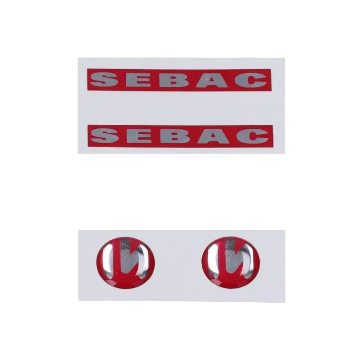 Kit décoration jambe de fourche avant Sebac 4 pièces rouge/blanc Piaggio