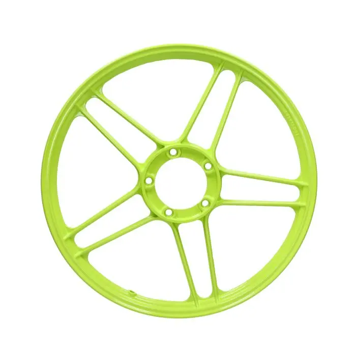 Roue étoilée aluminium 8 rayons 17 pouces jaune fluorescent Puch Maxi
