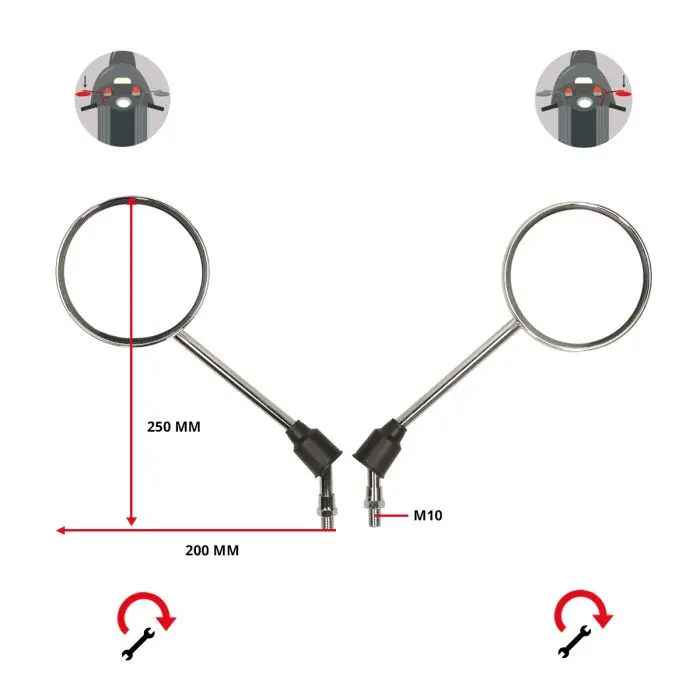 10mm 크롬 백미러 페어 — 2번째 뷰