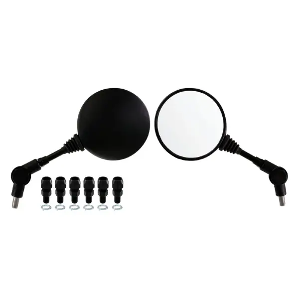 Rétroviseur moto rond repliable noir Sélection P2R (paire avec adaptateurs M8, M10)