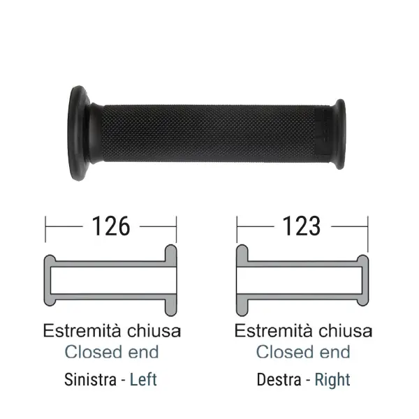 ドミノ オフロード用ユニバーサル クローズドエンド グリップカバー 126-130mm ブラック (ペア) — 第3ビュー