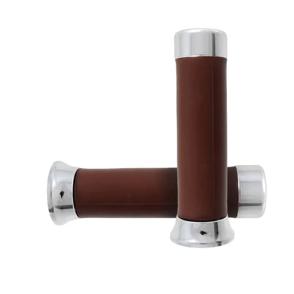 Paire de poignées marron avec bouchons chromés RMS Classic Piaggio Vespa PX
