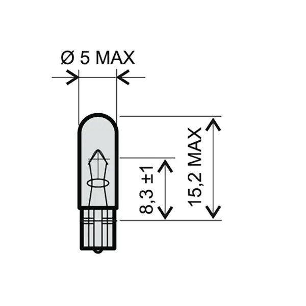 Лампа RMS 12V 1,2W T5 Белая