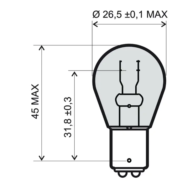 Ampoule RMS 12V 21/5W bay15d rouge