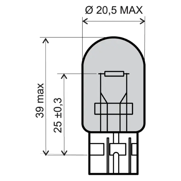 Gloeilamp RMS 12V 21W T20 wit