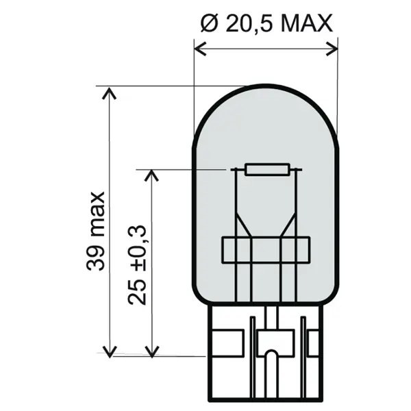Ampoule RMS 12V 21/5W T20 orange