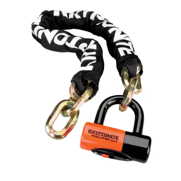 Kette Kryptonite New York und Vorhängeschloss Evolution Serie 4 - 100 cm schwarz orange