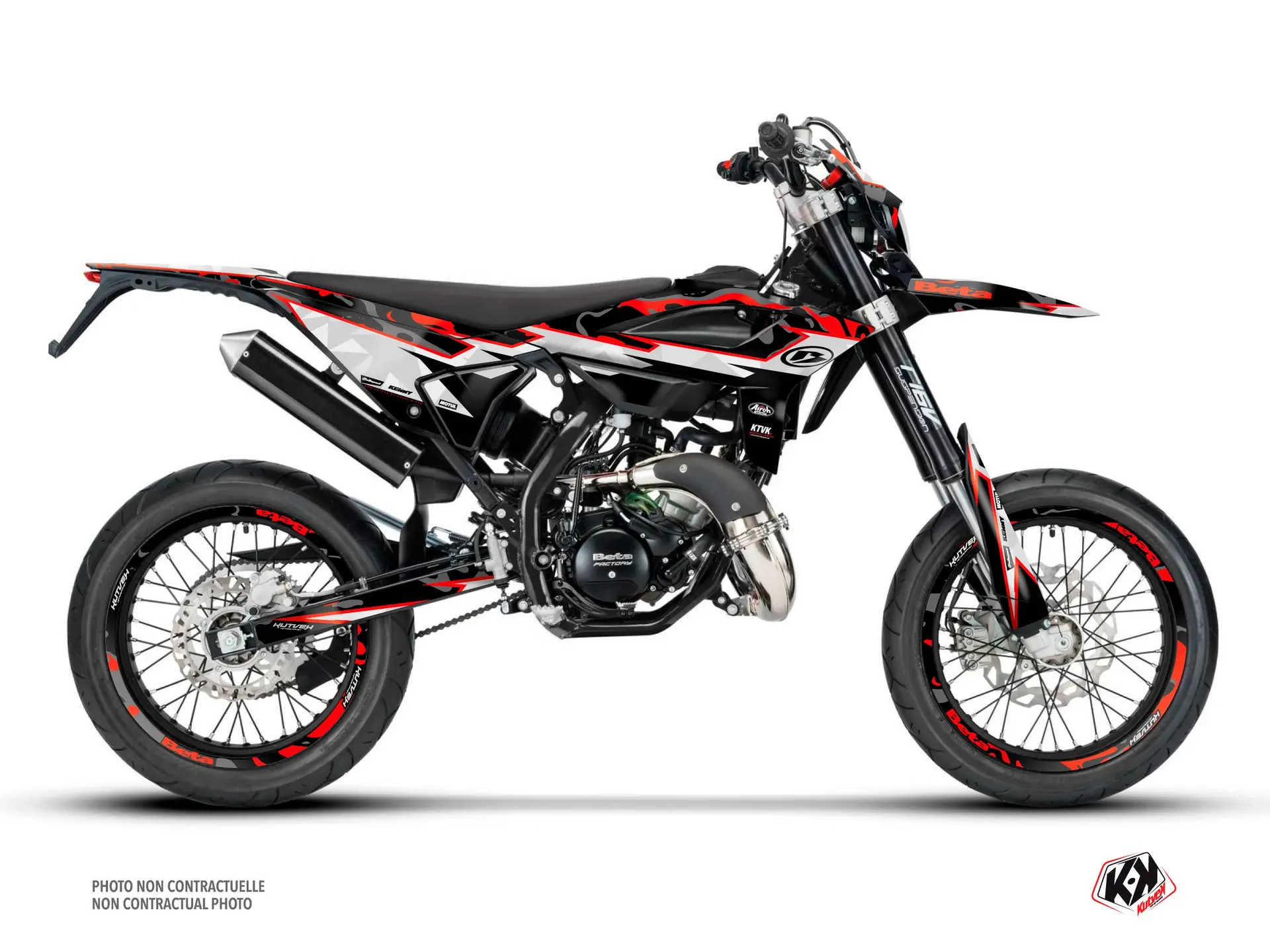 Balíček Dekorace + Potah sedla 50 cc BARBARIAN Beta RR 50 Motard Červený KUTVEK