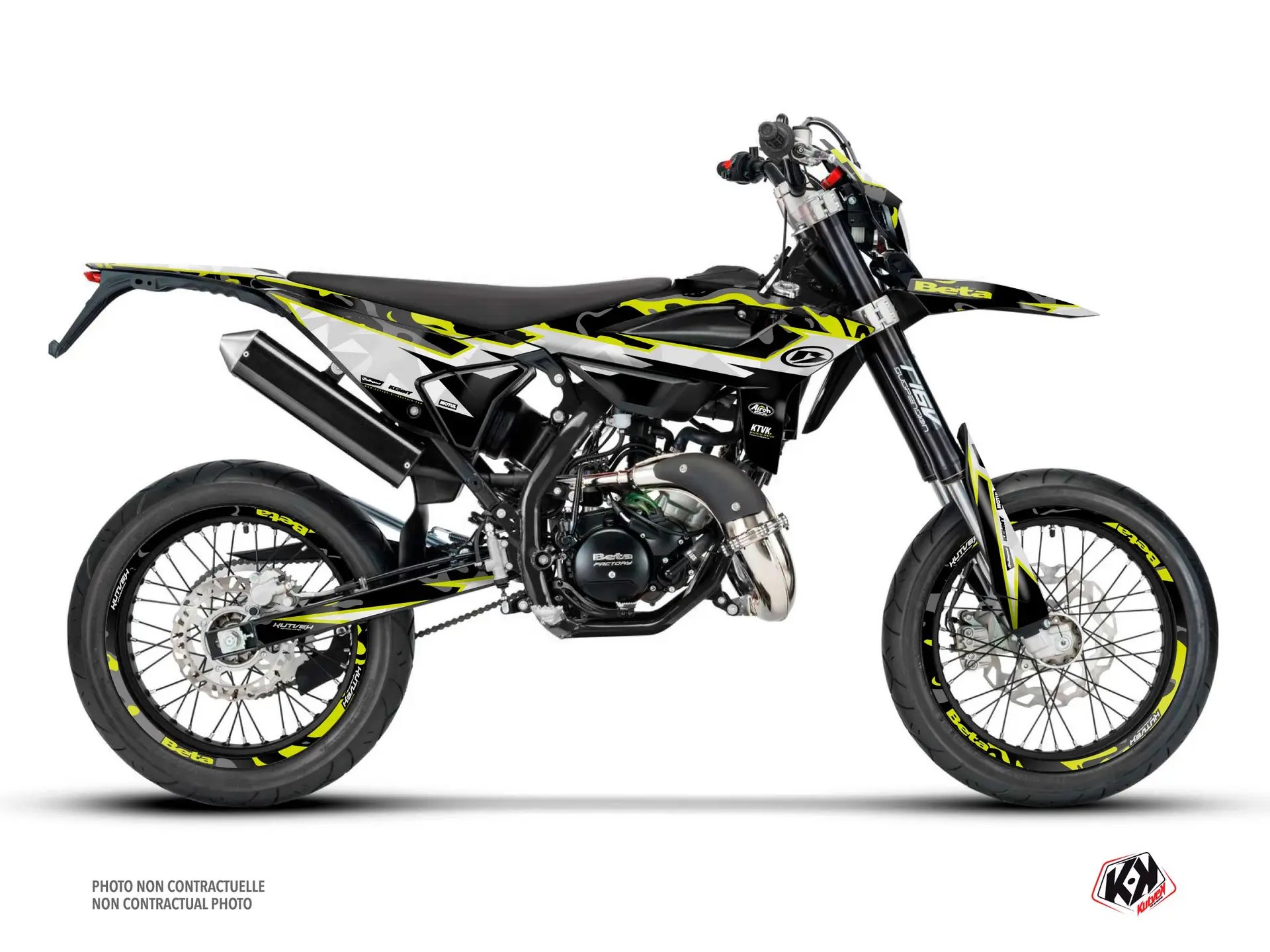 Sada dekorativních fólií a potahu sedla KUTVEK pro Beta RR 50 Motard neon žlutá
