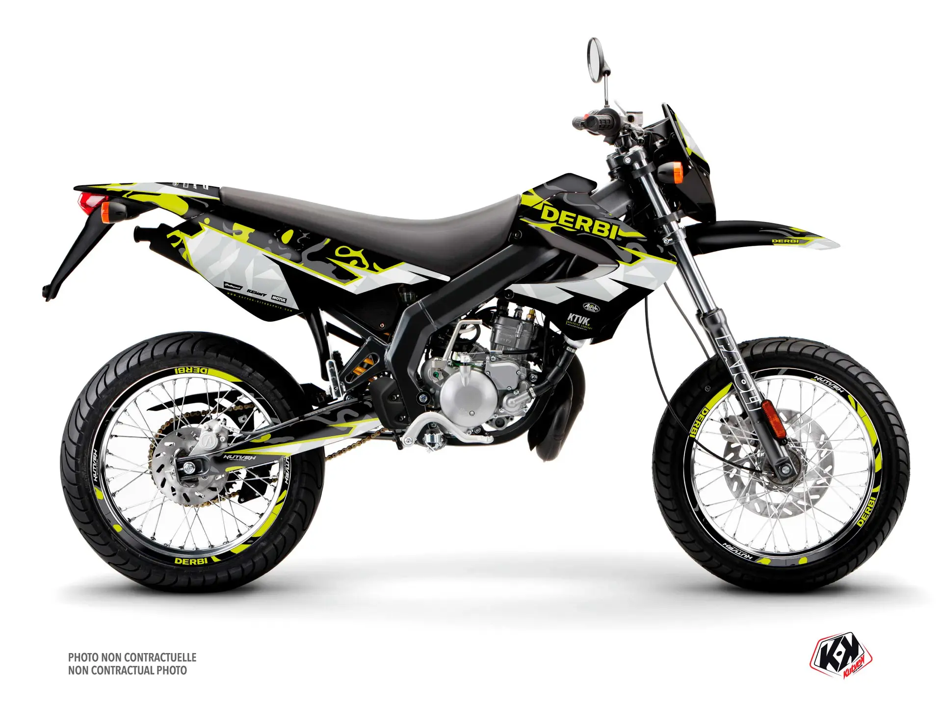 Kit décoration + housse de selle 50cc BARBARIAN Derbi Xrace 50 jaune néon