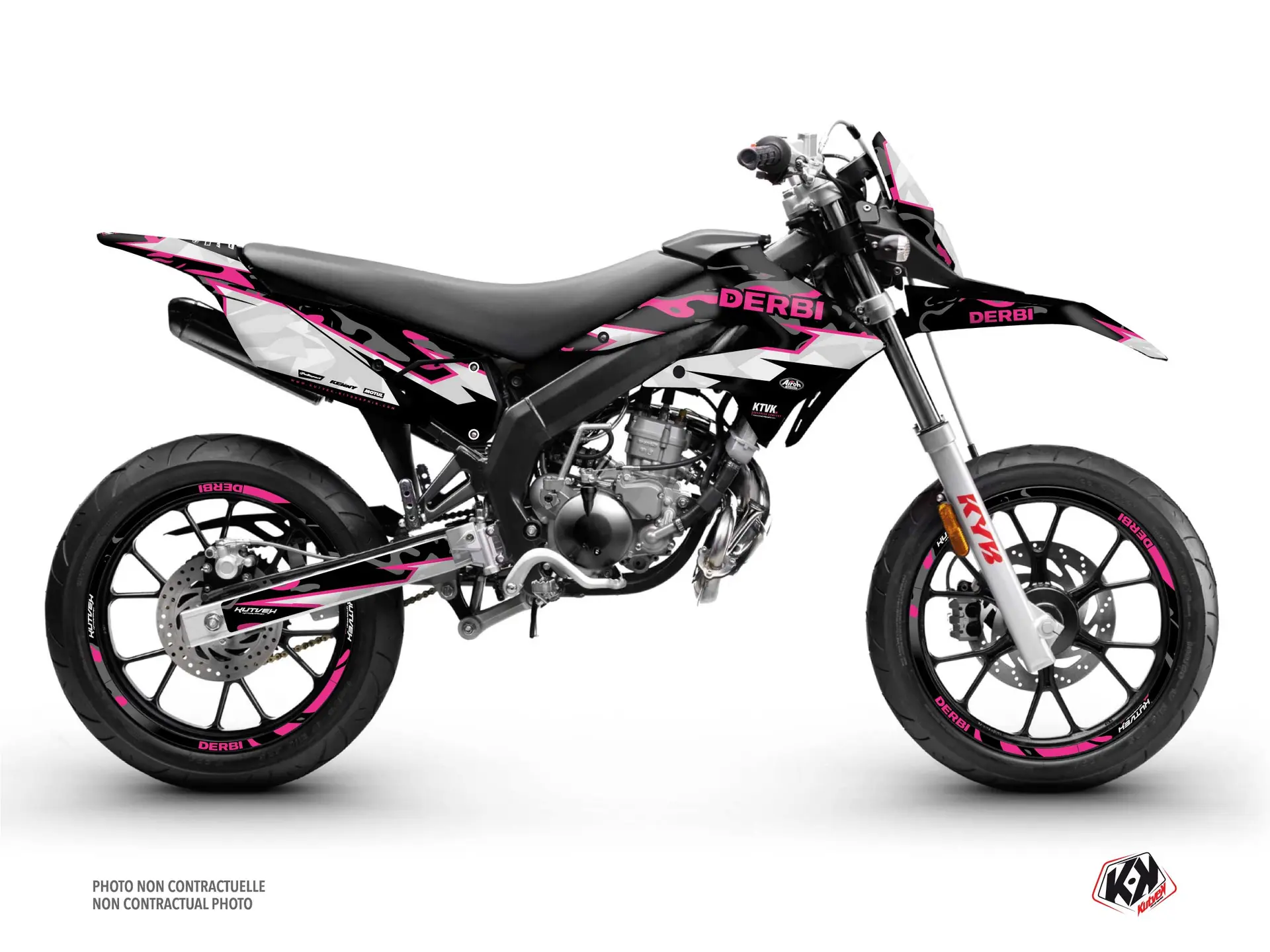 Kit décoration + Housse de selle 50cc Barbarian Derbi Xtreme 50 rose Kutvek