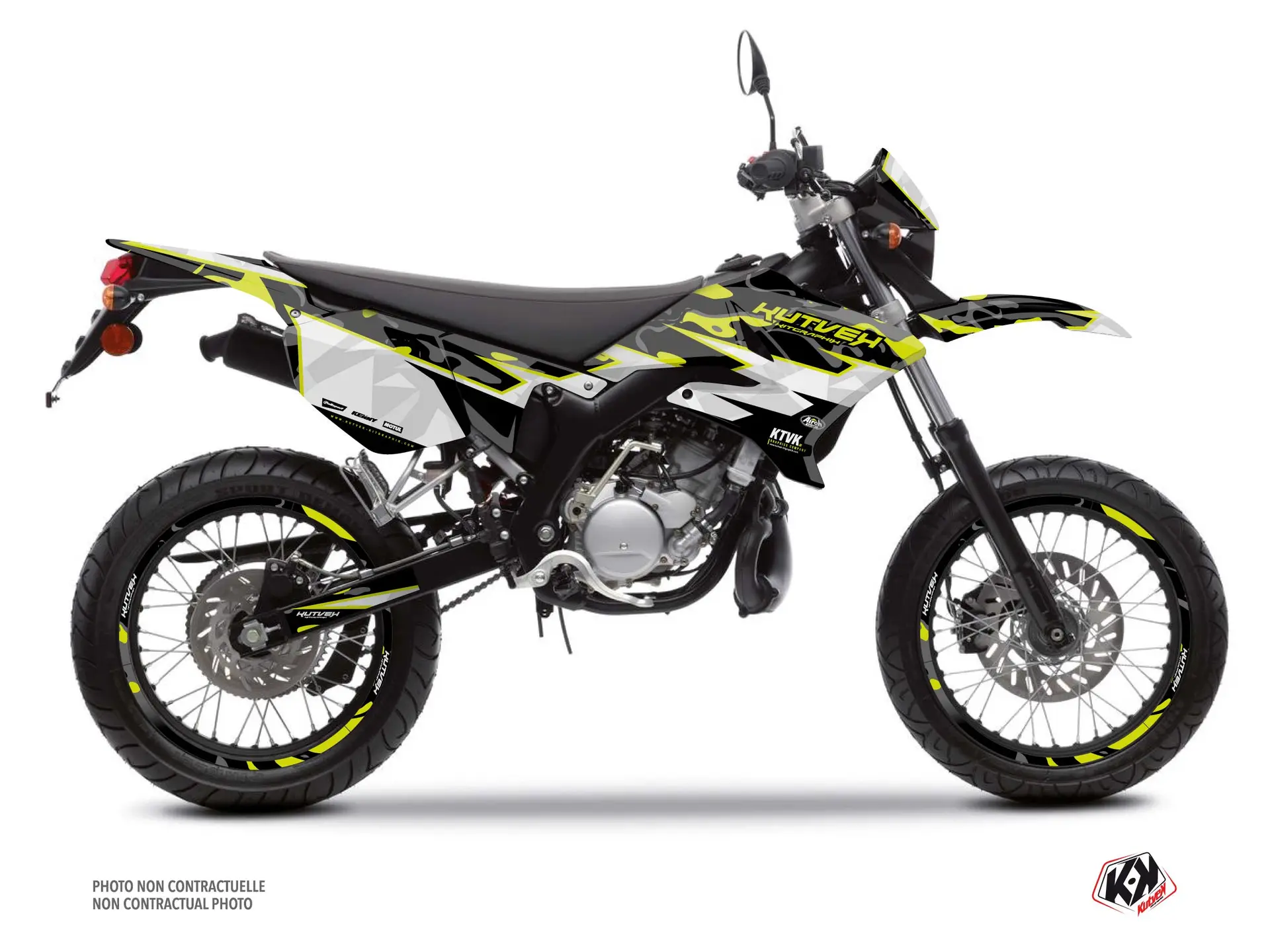 Pack Dekorsatz + Sitzbankbezug 50cc Barbarian MBK Xlimit Neon Gelb KUTVEK