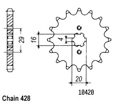 Pignone Ts 125 R 1990-1996 - Ts 125 Er - Ts 125 X - 428 - 15 Denti - Simile JTF425