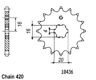 Kawasaki tandhjul - 60/80 Kx 1985-2001 - 420 - 14 Tænder - Ligner JTF546