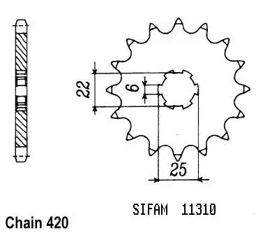 Pignon Sifam MTX 50 1983-1985 420 14 dents similaire JTF251
