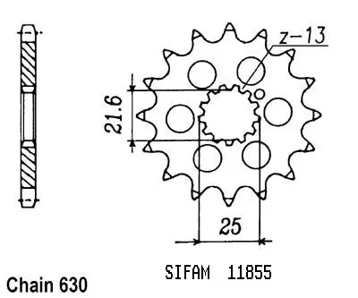 Pignon Sifam GPZ 750 R 82 - 630 - 13 dents JTF518