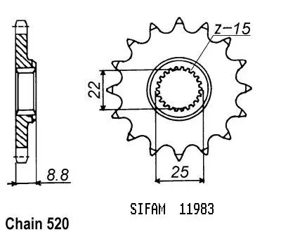 Pinion Sifam KTM toate modelele 2T 1984-2004 520 12 dinți JTF1901