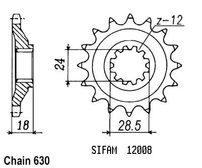 Sifam GPZ 1100 Unitrack 1983-1985 630 15 齿 链轮 JTF523