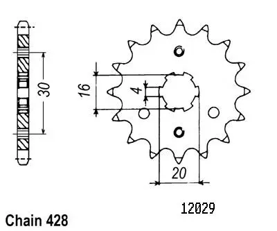 ترس Kmx 125 1986-1998 - Ar 125 1982-1993 - 428 - 14 سن - مشابه لـ JTF417