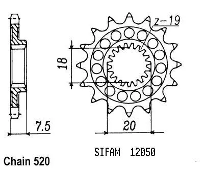 Sifam Honda 125 CR 1987-2001 520 14 دانت سپروکیٹ JTF326