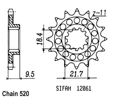 Ведущая звездочка 250 Cr 1986-1987 - 500 Cr 1986-1987 - 520 - 15 зубьев - Аналог JTF285