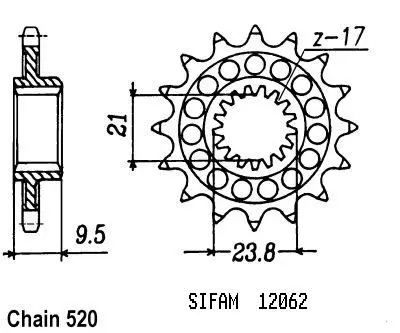 پنیان Sifam Honda 250 CR 1988-2004 520 14 دانت JTF284