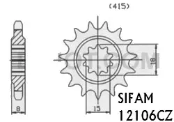 Pignon Sifam 50 Red Rose Classic 1992 415 12 dents JTF589