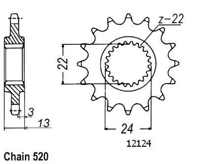 Ritzel Aprilia 650 Pegaso 1991-1999 - Moto' 6.5 1995-1999 - 520 - 16 Zähne - Ähnlich JTF1126